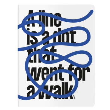 Nuuna, Notizbuch,Flex-Cover aus recyceltem Leder Seiten Punktraster,schwarz,blau,weiss, bedruckt  A LINE IS A DOT, frontal